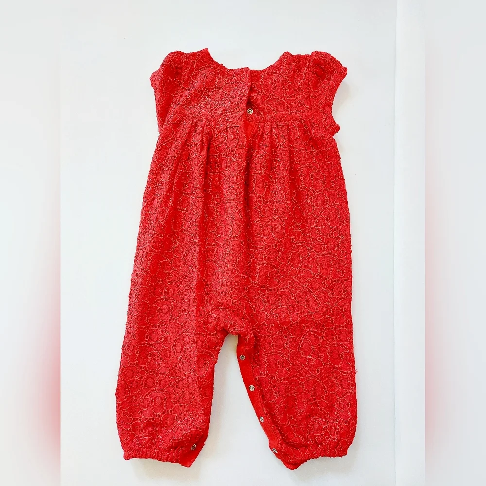 Red‎ Lace Jumpsuit with Bow size 12m Cat & Jack Wedding Church Special Occasion